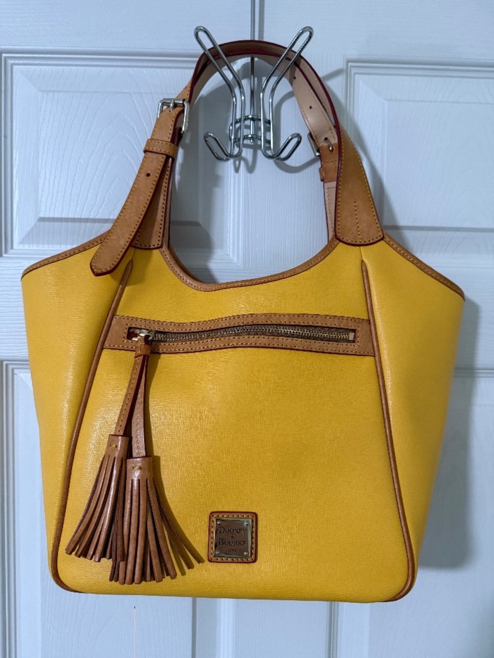 Rooney & Bourke Maddie Saffiano Leather Yellow Shoulder Bag